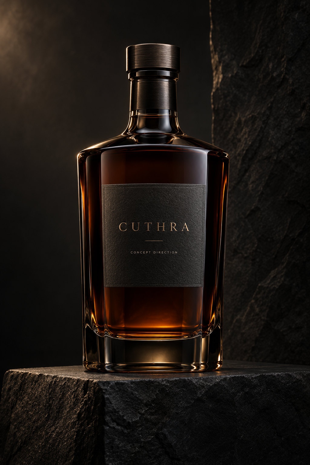 CUTHRA premium whisky bottle brand concept